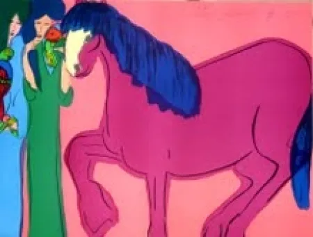 リトグラフ Ting - Cheval et geishas