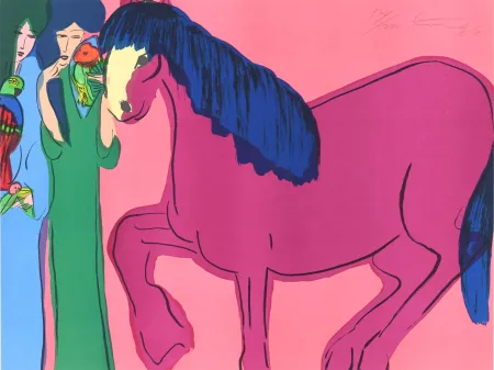 リトグラフ Ting - Pink horse