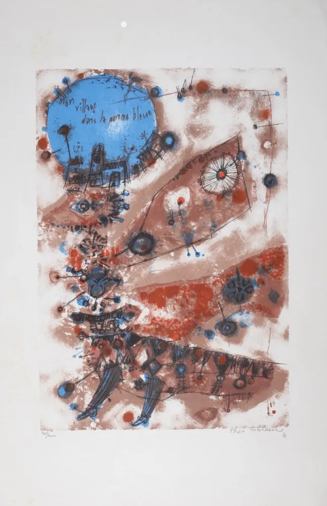 リトグラフ Tobiasse - Mon village dans la pomme bleue, 1961 - Hand-signed