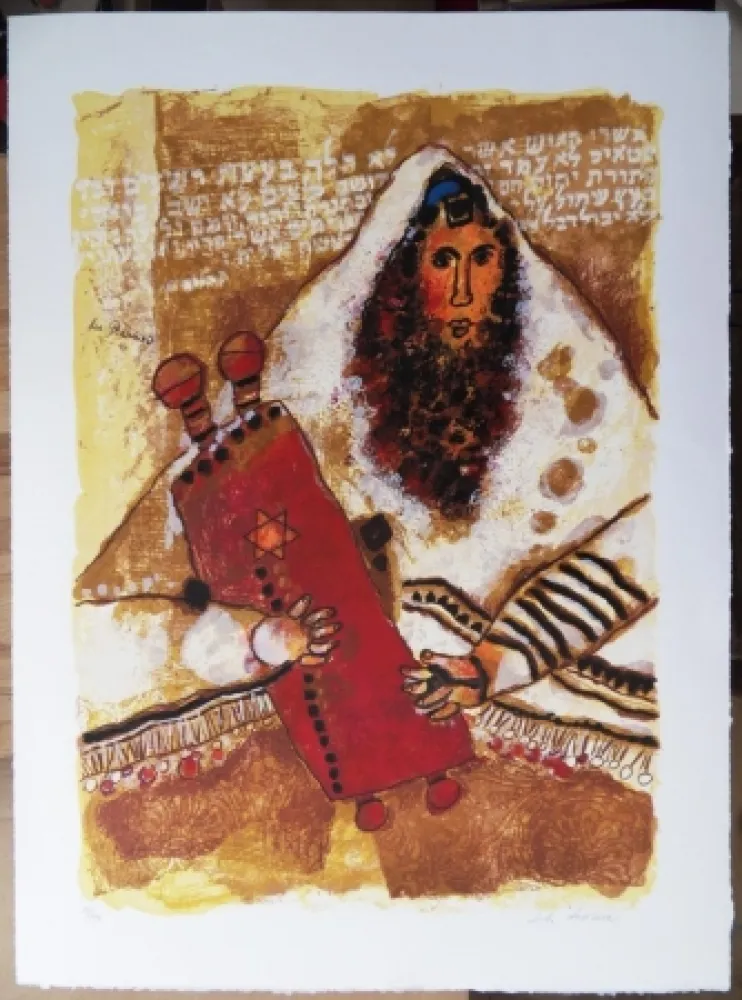 リトグラフ Tobiasse - Rabbin - Les Psaumes