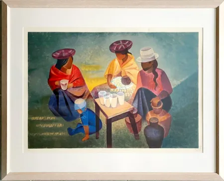 リトグラフ Toffoli - Le marché péruvien