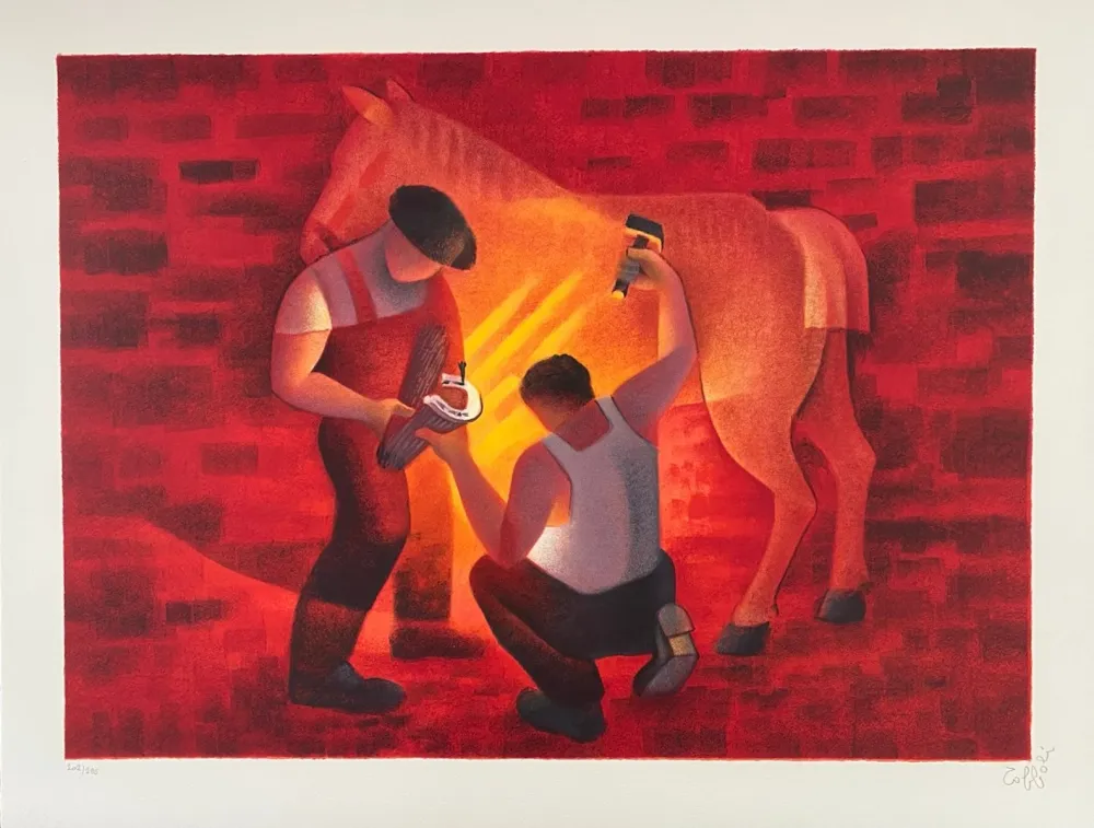 リトグラフ Toffoli - Le maréchal-ferrant