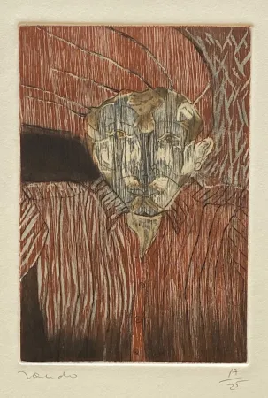 木版 Toledo - Self-Portrait with Red Shirt