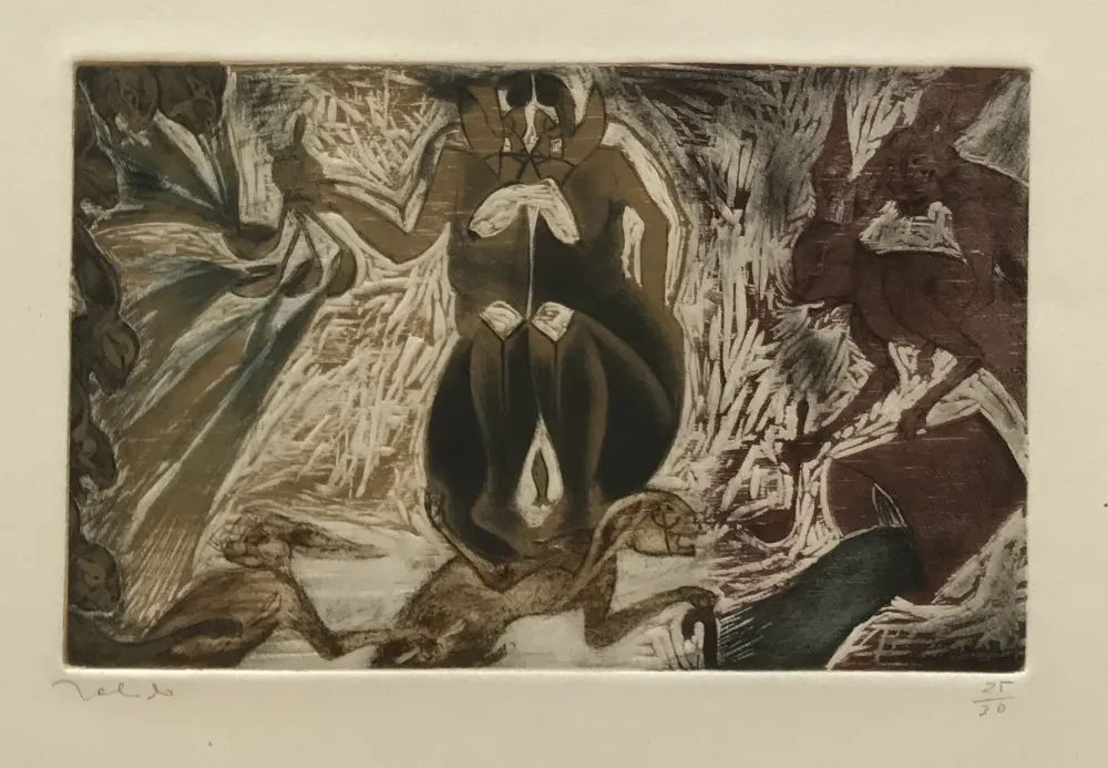 彫版 Toledo - Woman and Rabbits