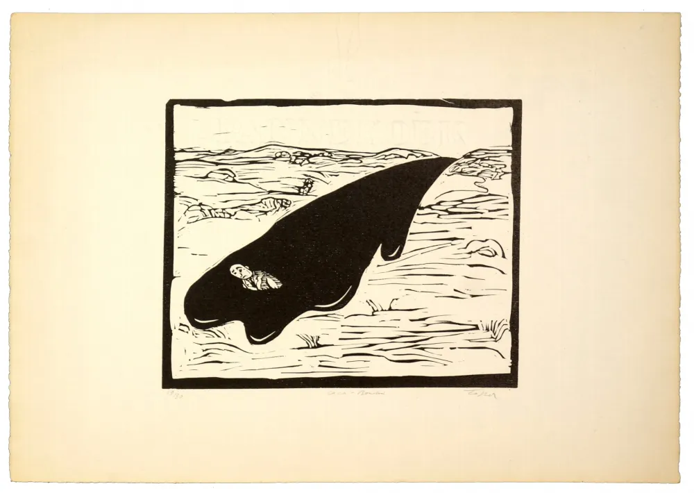 リノリウム彫版 Topor - Caca boudin