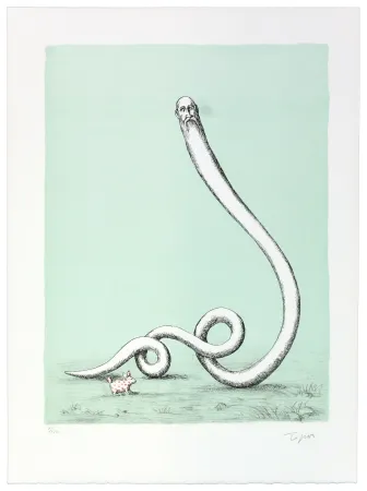 リトグラフ Topor - Ce n’est pas à un vieux lièvre qu’on apprend à faire le civet