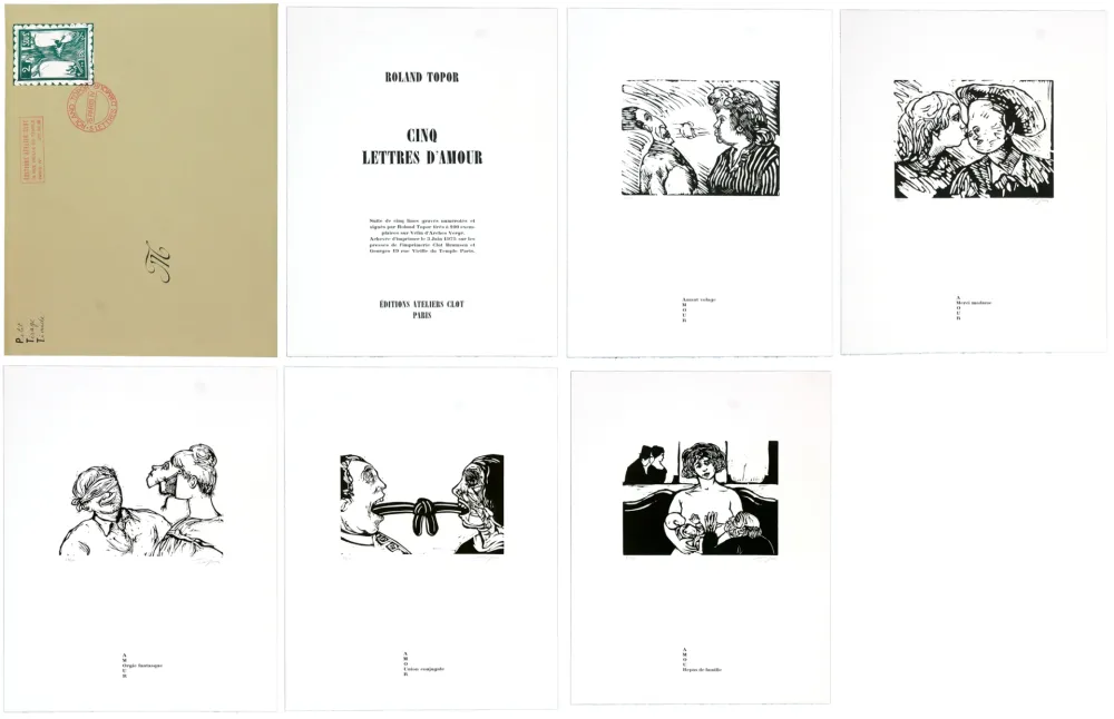 リトグラフ Topor - Cinq lettres d'amour