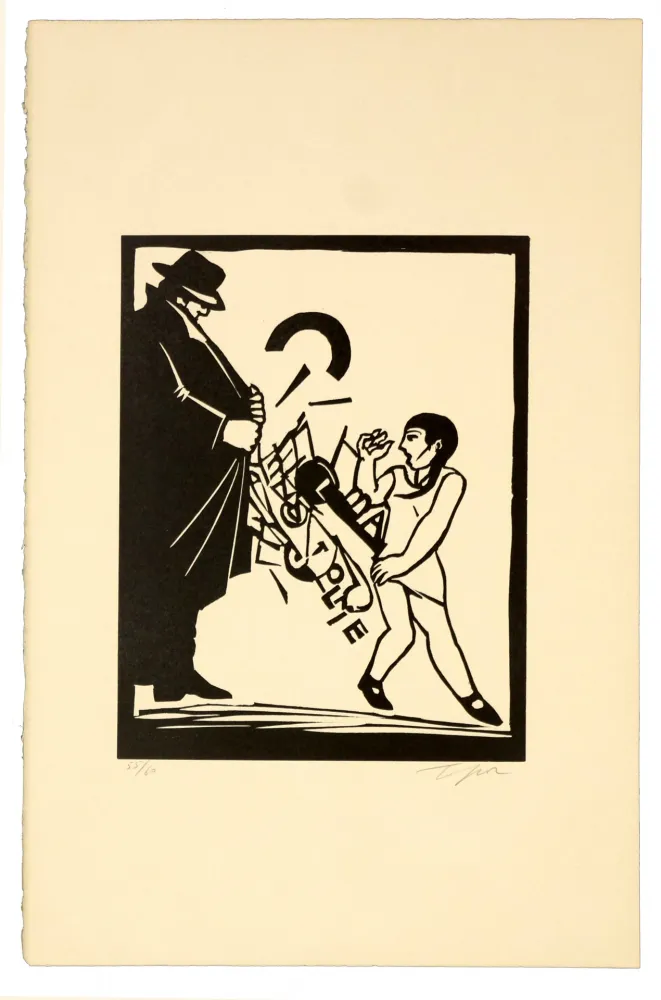 リノリウム彫版 Topor - Exhibitionniste cubiste