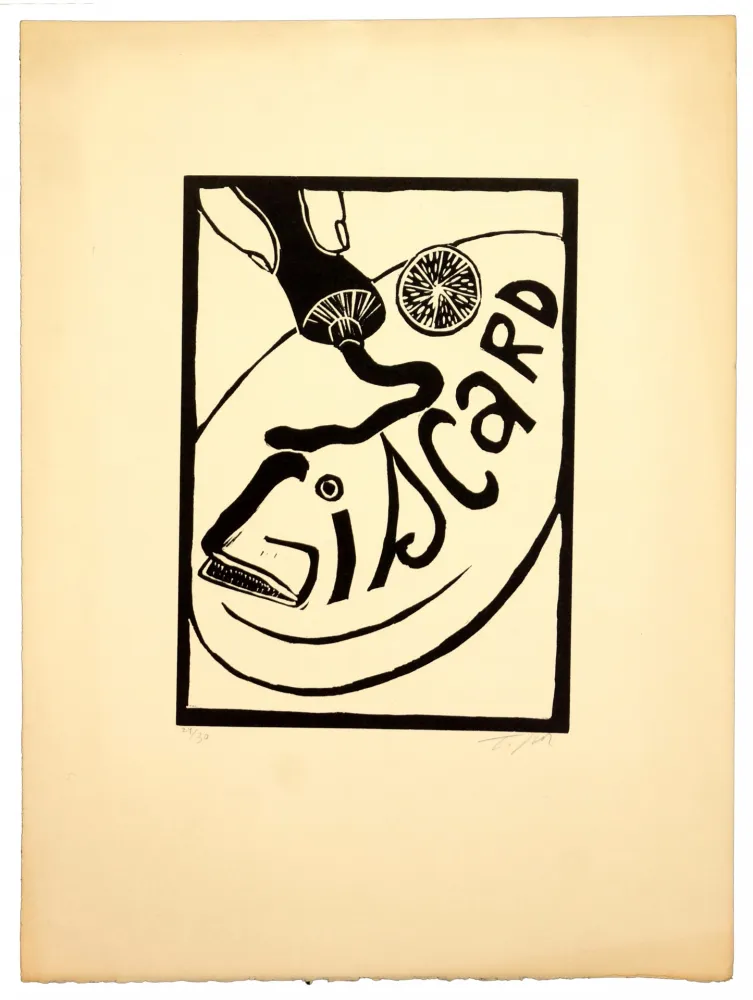 リノリウム彫版 Topor - Giscard