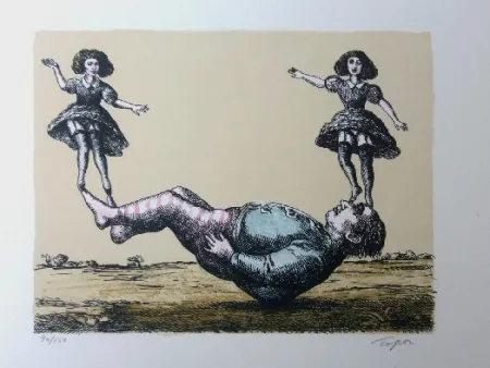 リトグラフ Topor - La bascule