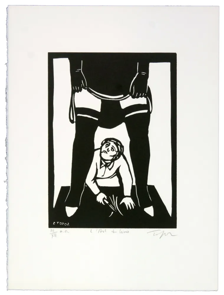 リトグラフ Topor - La dure école