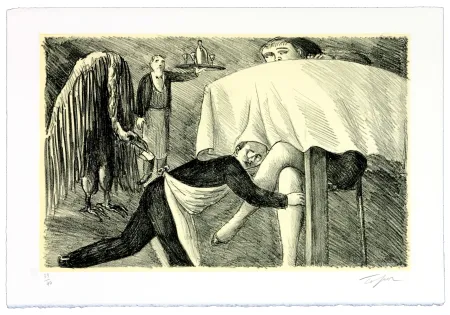 リトグラフ Topor - La tournée du patron