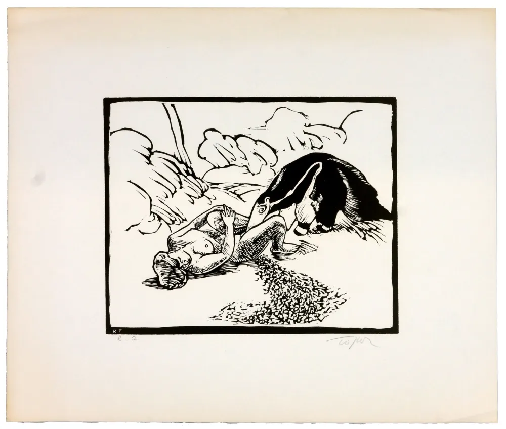 リノリウム彫版 Topor - Le fourmillier