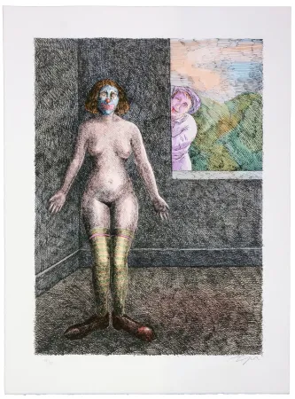 リトグラフ Topor - Le valet Silot installa, à Neuilly, chez son maître absent, une femme amusante, puis disparut, emportrant tout, sauf elle