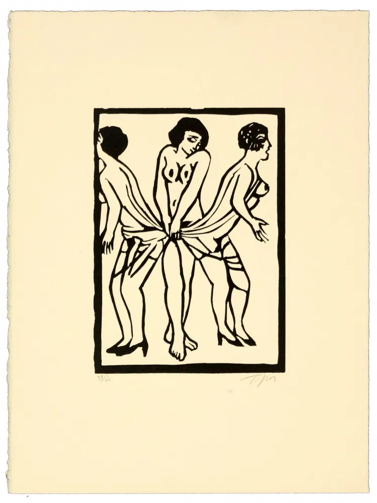 リノリウム彫版 Topor - Marx sisters