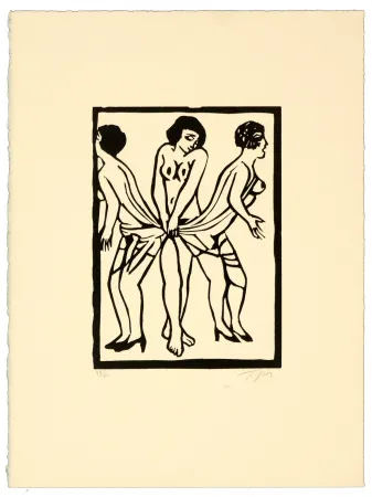 リノリウム彫版 Topor - Marx sisters