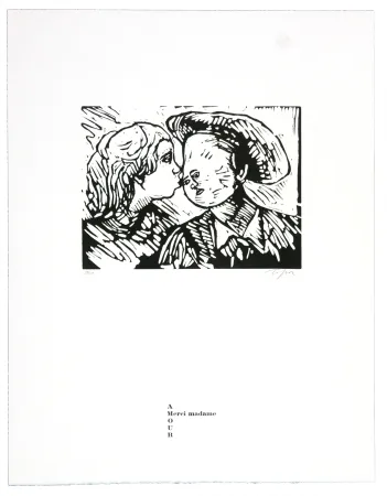 リノリウム彫版 Topor - Merci madame