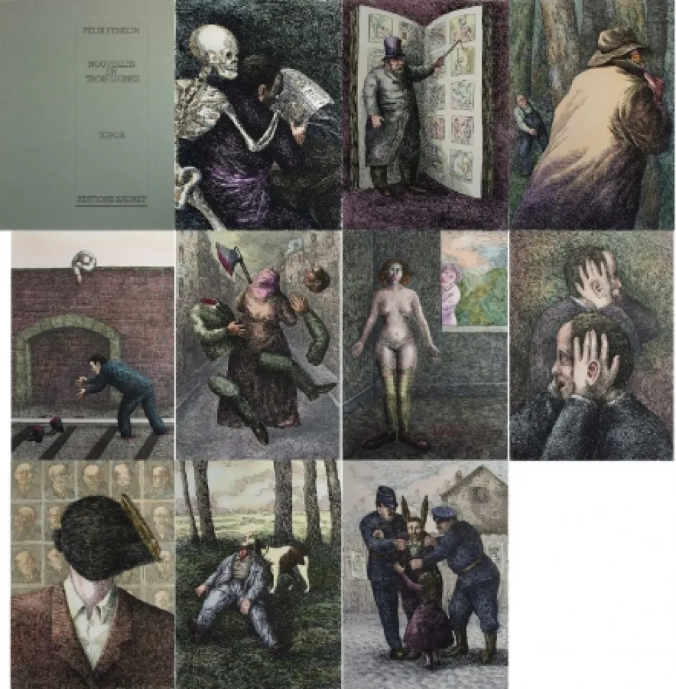 リトグラフ Topor - Nouvelles en 3 lignes