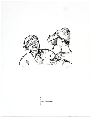 リトグラフ Topor - Orgie fantasque 