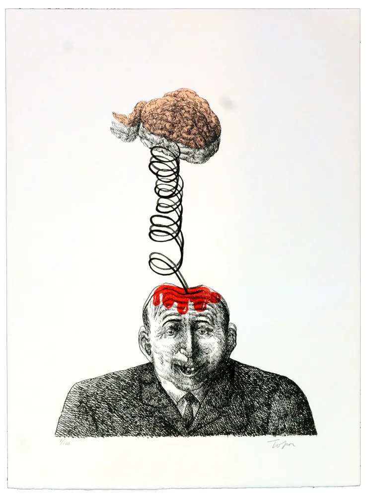 リトグラフ Topor - Par-dessus la tête