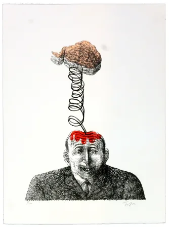 リトグラフ Topor - Par-dessus la tête