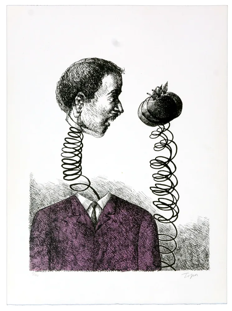 リトグラフ Topor - Plus près de toi ma pomme