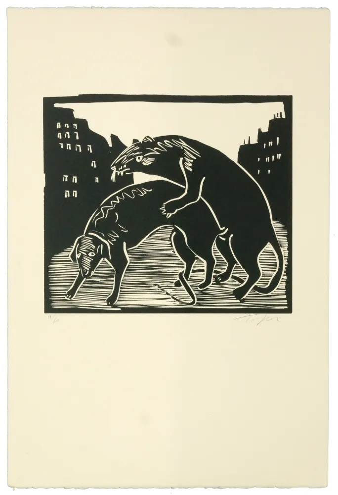 リノリウム彫版 Topor - Que fait la police ?