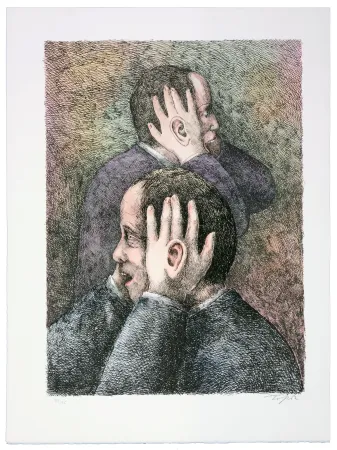 リトグラフ Topor - Trop de gens annoncent : 