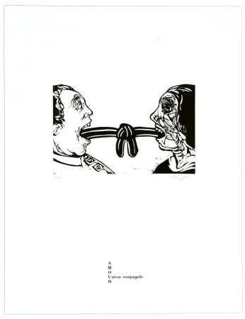 リノリウム彫版 Topor - Union conjuguale