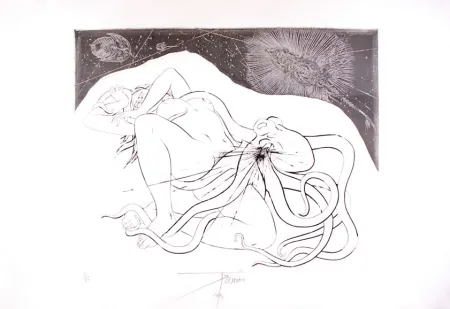 エッチング Trémois - Hommage à Hokusai