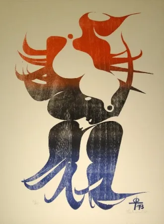 リトグラフ Tschumi - Federfrau