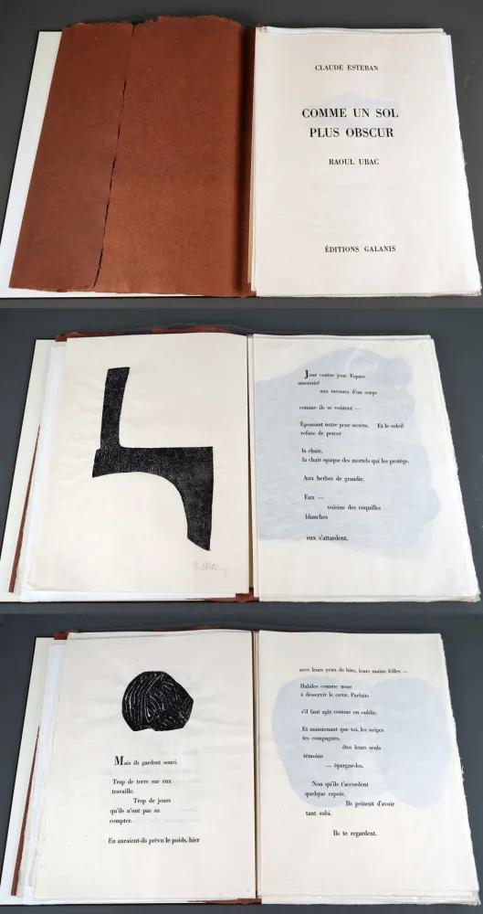 挿絵入り本 Ubac - R. Esteban. COMME UN SOL PLUS OBSCUR. Avec 14 empreintes d'ardoises de Raoul Ubac (1979)