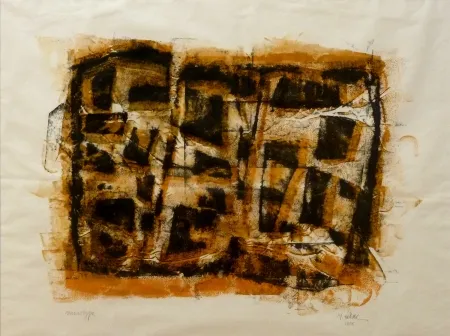 モノタイプ Ubac - Slate print with gouache