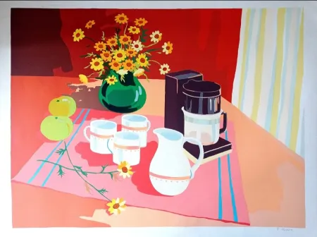 リトグラフ Unknown - Pierre Roux, Still Life with Apples, 1970s, Hand signed Lithograph