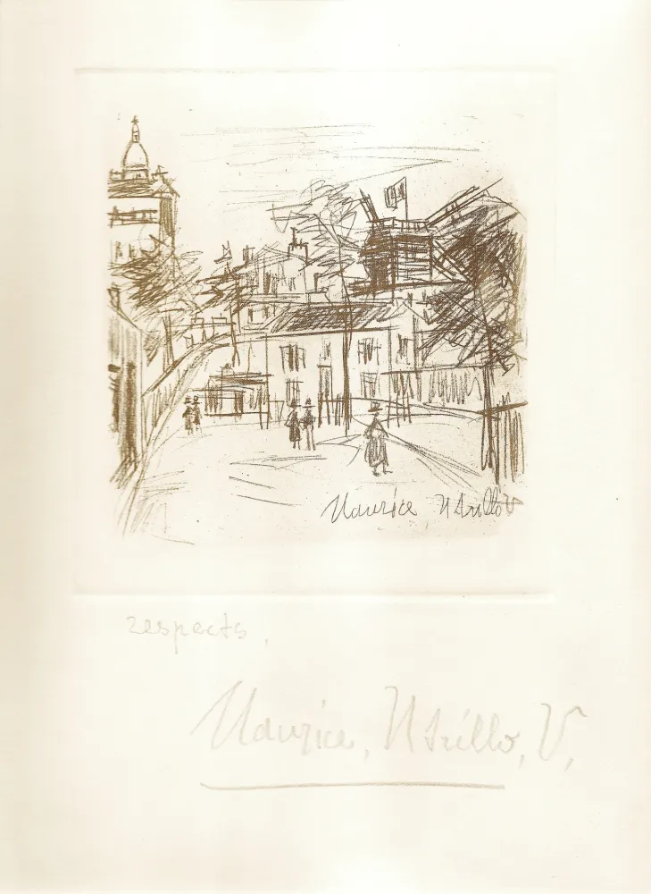 彫版 Utrillo -  Amitiés de Montmartre