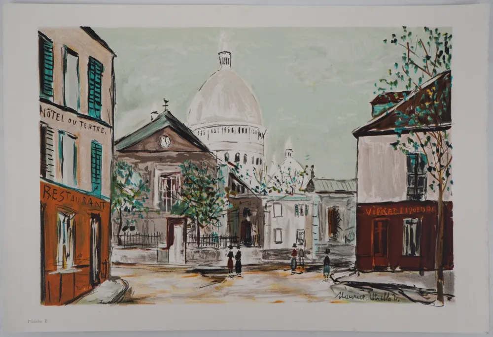 リトグラフ Utrillo - Eglise Saint-Pierre, Place du Tertre à Montmartre
