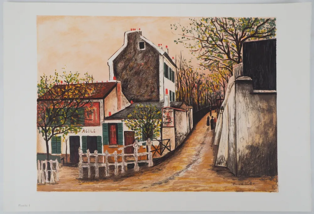 リトグラフ Utrillo - Le cabaret du Lapin Agile, Montmartre