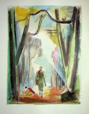 リトグラフ Uzelac - La chasse traditionnelle