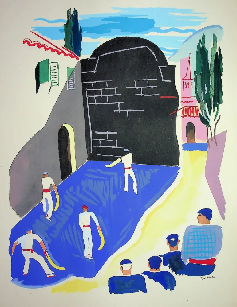 リトグラフ Uzelac - La pelote Basque