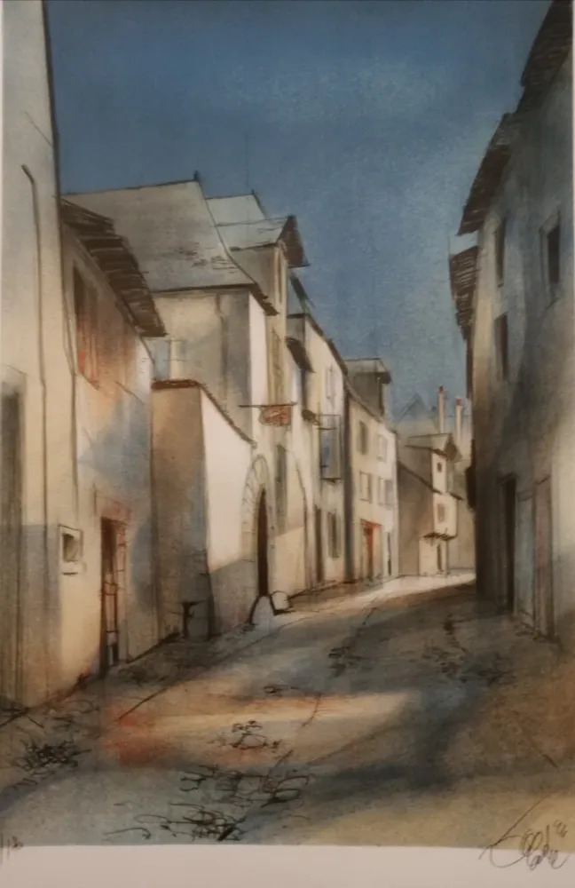 リトグラフ Valadie - Brive - rue basse - Limousin