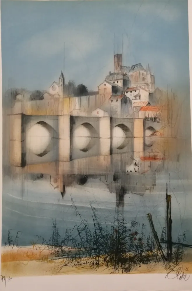 リトグラフ Valadie - Le Pont de Limoges