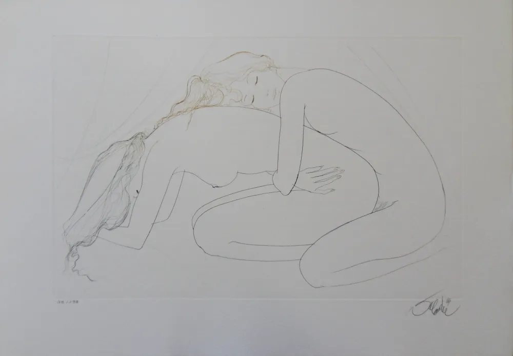 彫版 Valadie - Les amantes blotties l'une contre l'autre