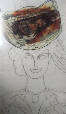 エッチングと　アクチアント Valdés - Cabeza con sombrero III