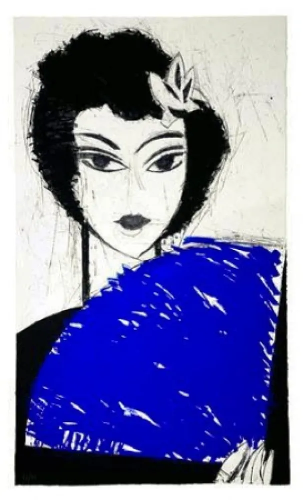 エッチングと　アクチアント Valdés - La Femme à l'éventail