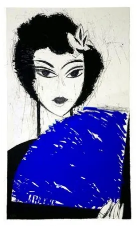 エッチングと　アクチアント Valdés - La Femme à l'éventail