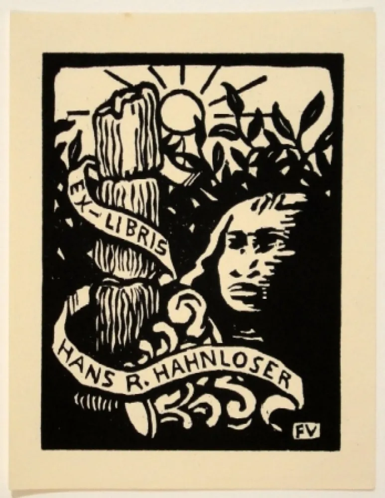 木版 Vallotton - Ex-Libris Hans R. Hahnloser