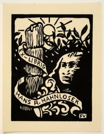 木版 Vallotton - Ex-Libris Hans R. Hahnloser