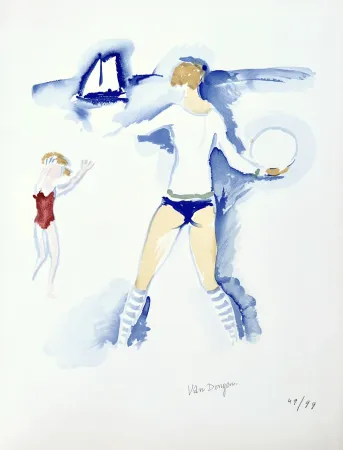 リトグラフ Van Dongen -  Femme sur la Plage	
