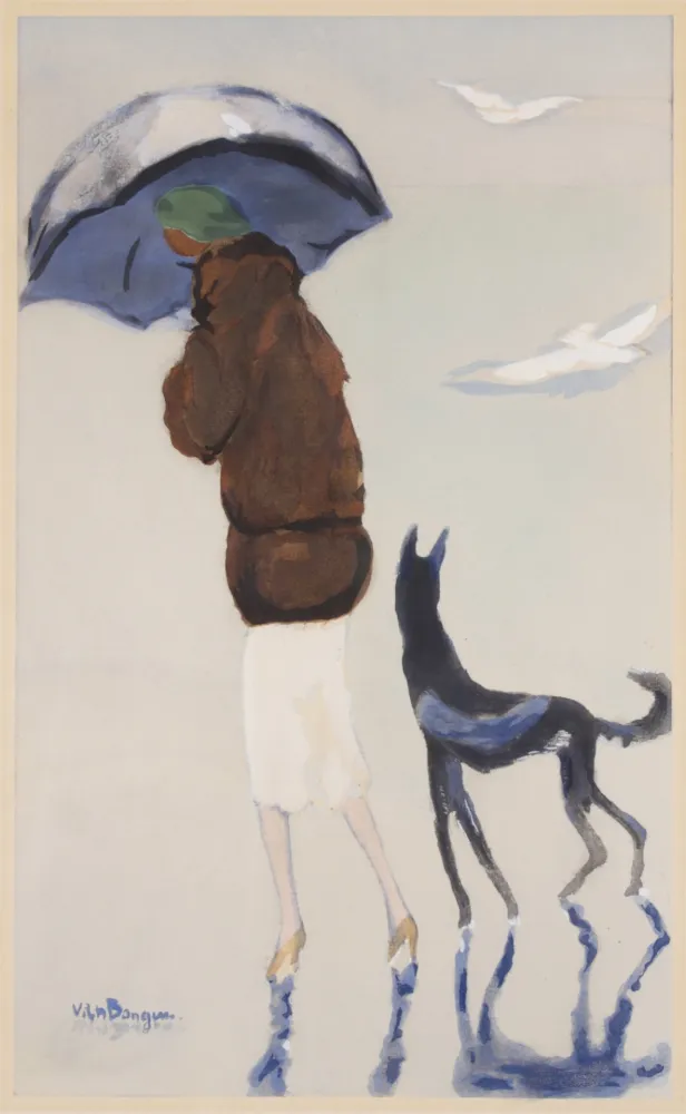 ステンシル Van Dongen - Kees van Dongen- Woman with a dog on the beach