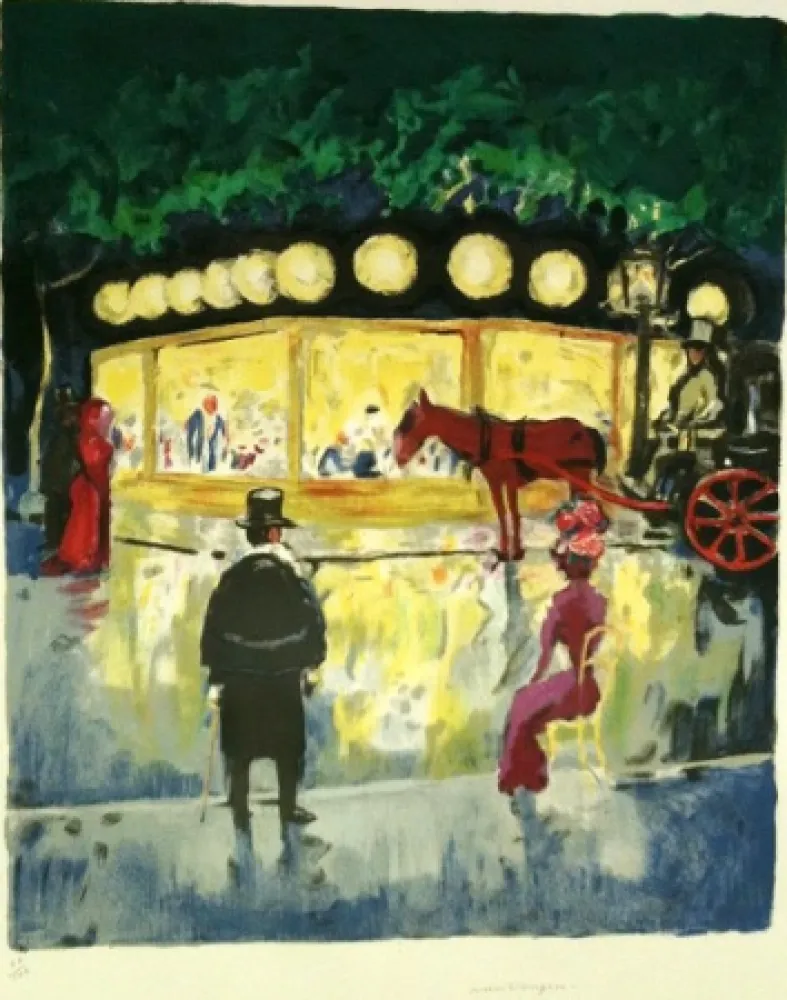 リトグラフ Van Dongen - LE CARROUSEL AU BOIS DE BOULOGNE
